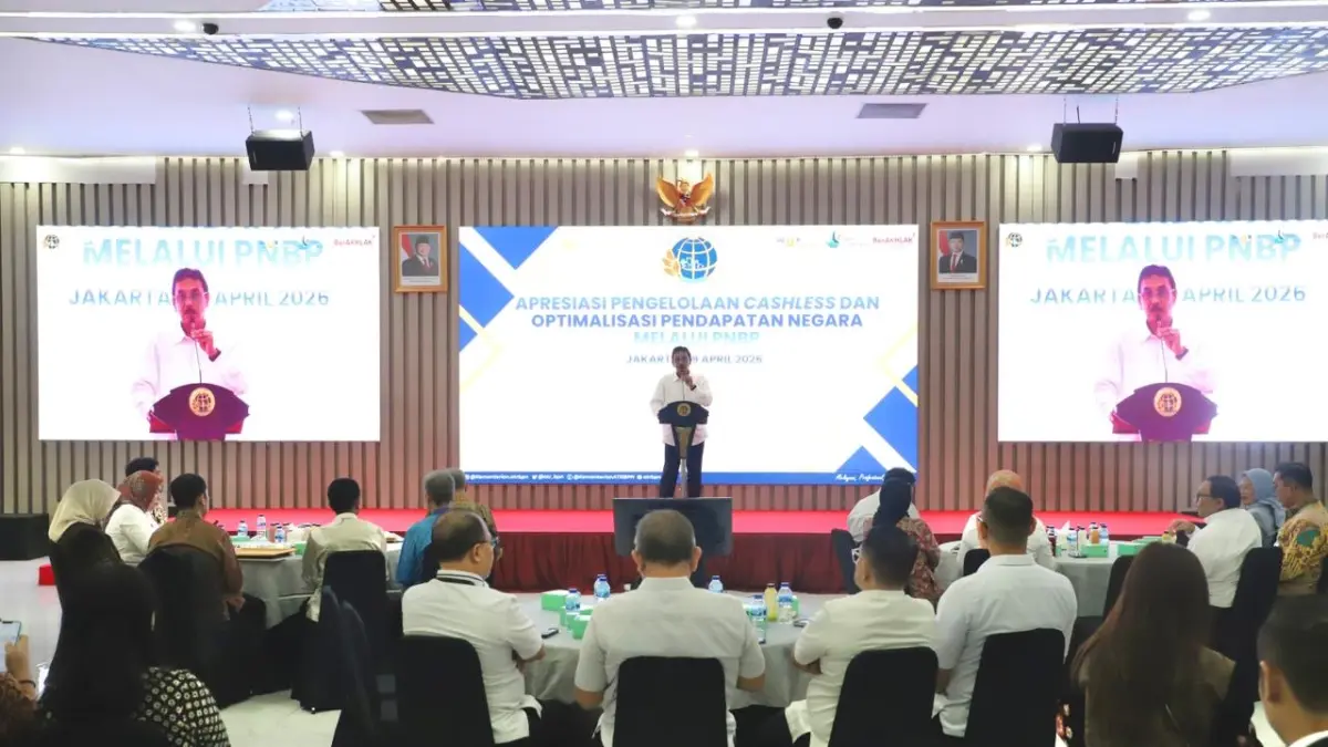 Sekjen ATR/BPN Dalu Agung Darmawan di Aula Prona Kementerian ATR/BPN, Jakarta, Rabu (29/04/2026).