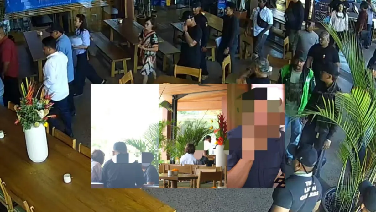KISRUH: Kolase foto situasi menegangkan di The Dharma Experience, Pecatu, Kuta Selatan. (IST/radarbali.id)
