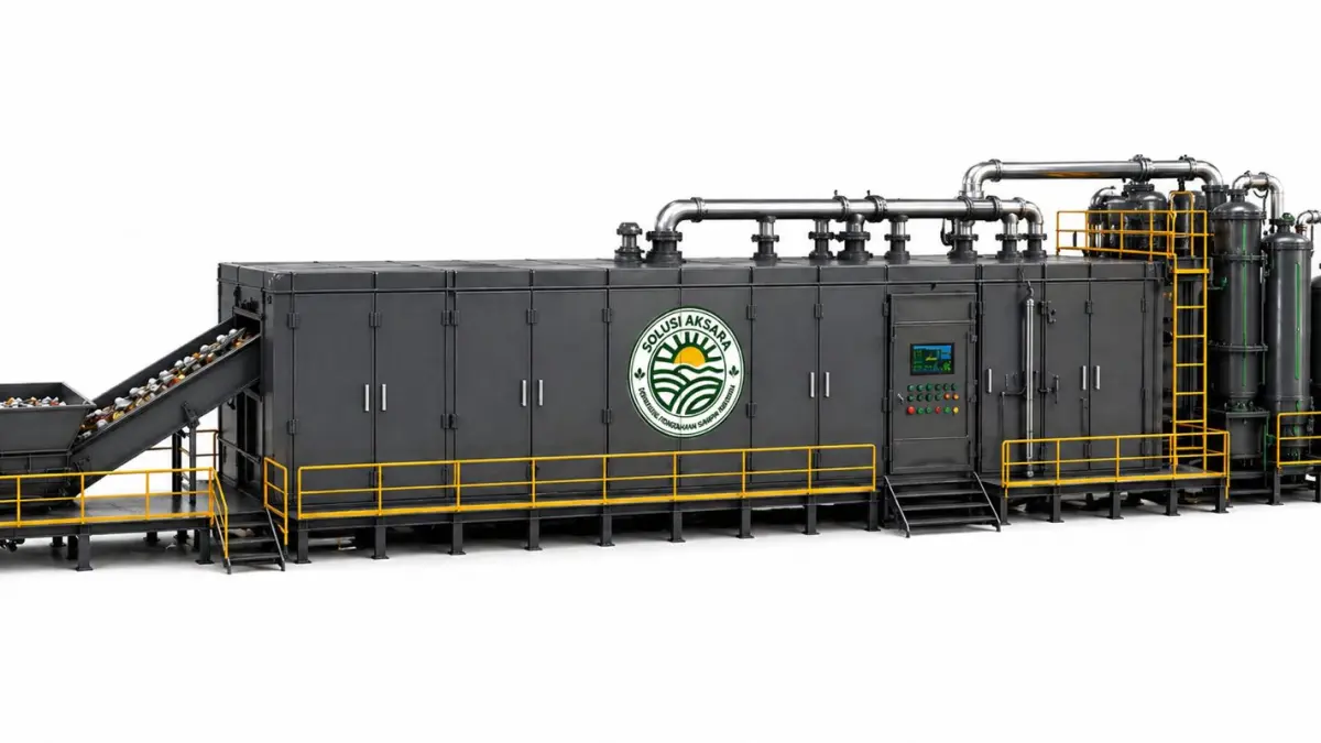 Solusi Aksara memiliki kapasitas 50–100 ton per 6 jam. Prosesnya menggunakan sistem pirolisis tertutup tanpa pembakaran langsung.