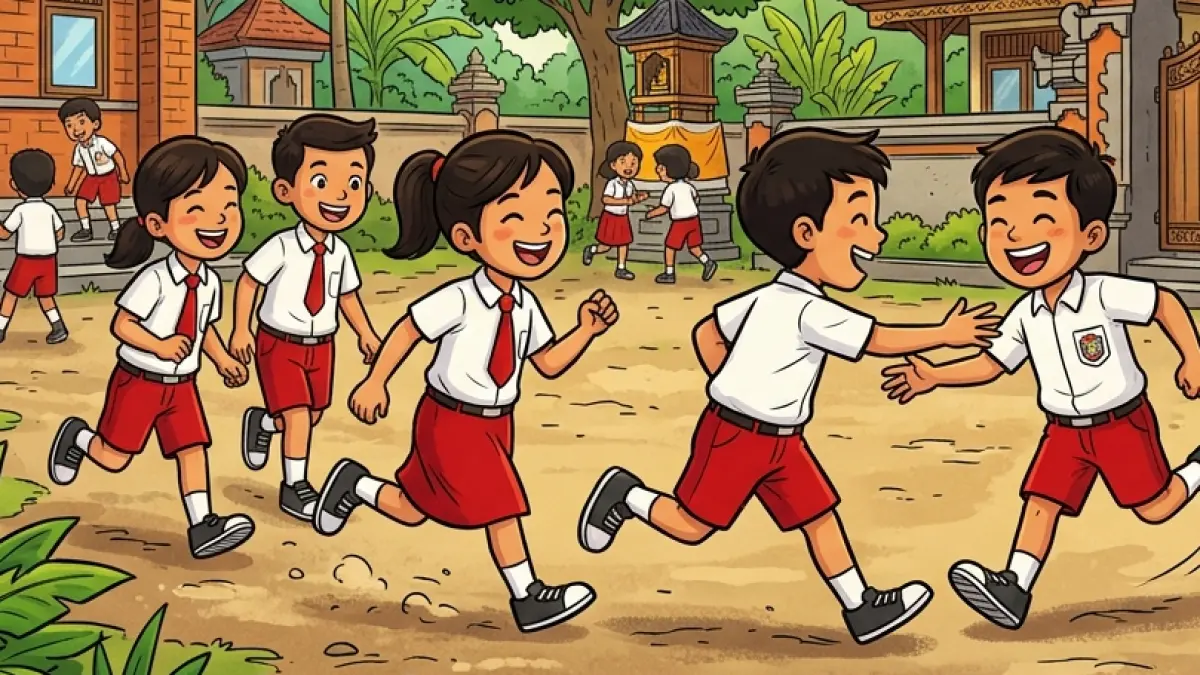 Ilustrasi proses belajar mengajar Sekolah Dasar. (gambar digital gemini/radar bali)