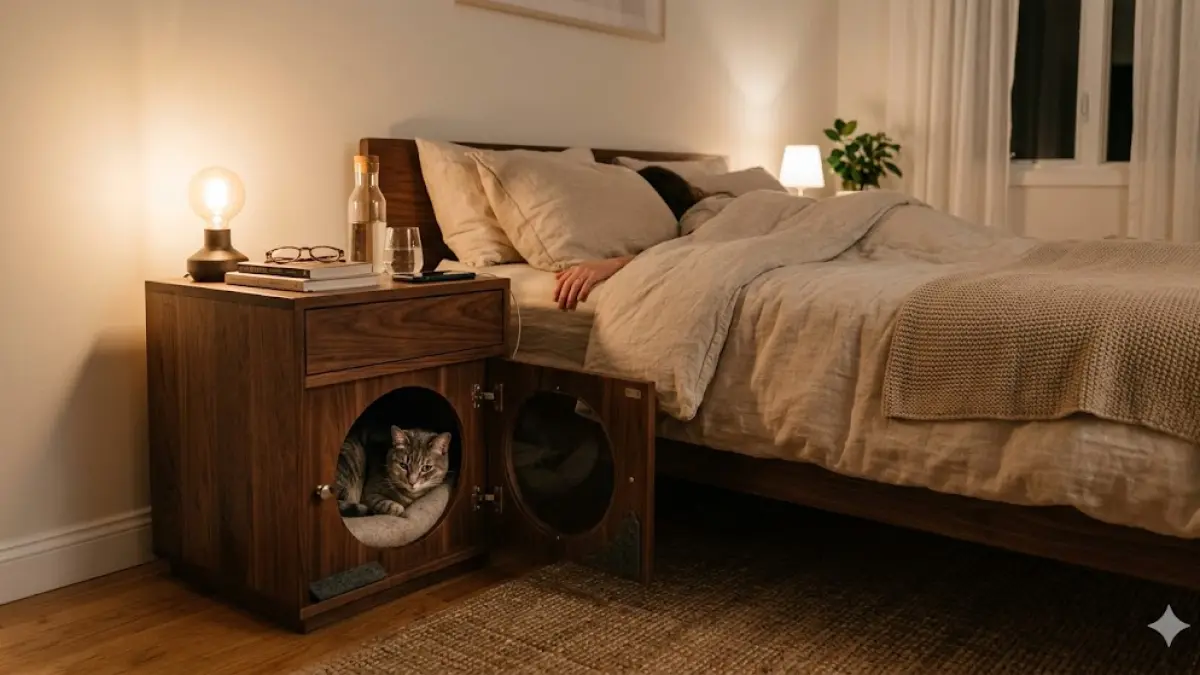 kandang di lemari kamar tidur.
