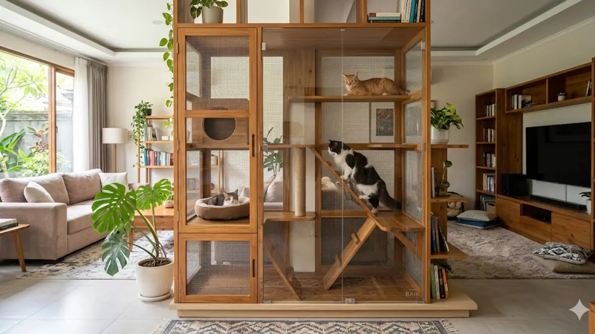 kandang kucing penyekat ruangan