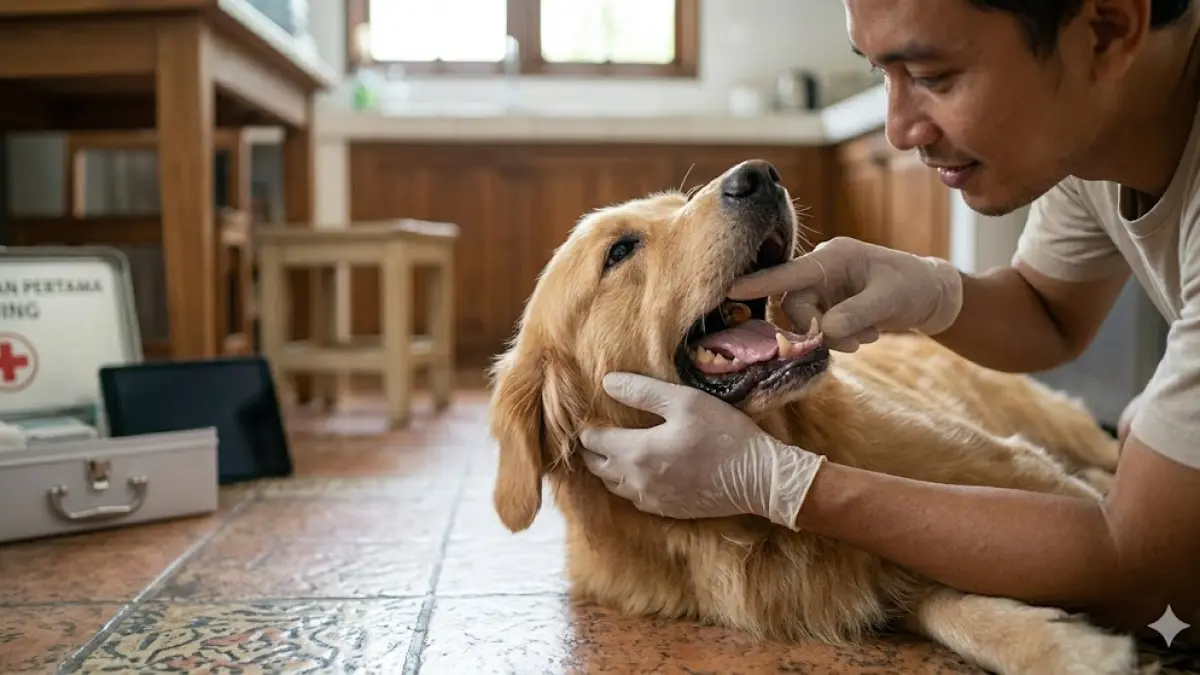 Gunakan teknik Heimlich maneuver untuk hewan guna mengeluarkan sumbatan yang menutup jalan nafas anjing.