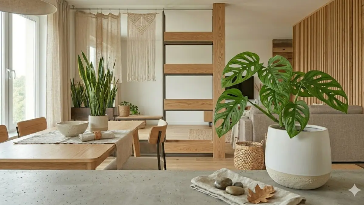 Berbeda dengan gaya urban jungle yang rimbun, Japandi lebih memilih satu atau dua tanaman dengan bentuk yang artistik dan proporsional