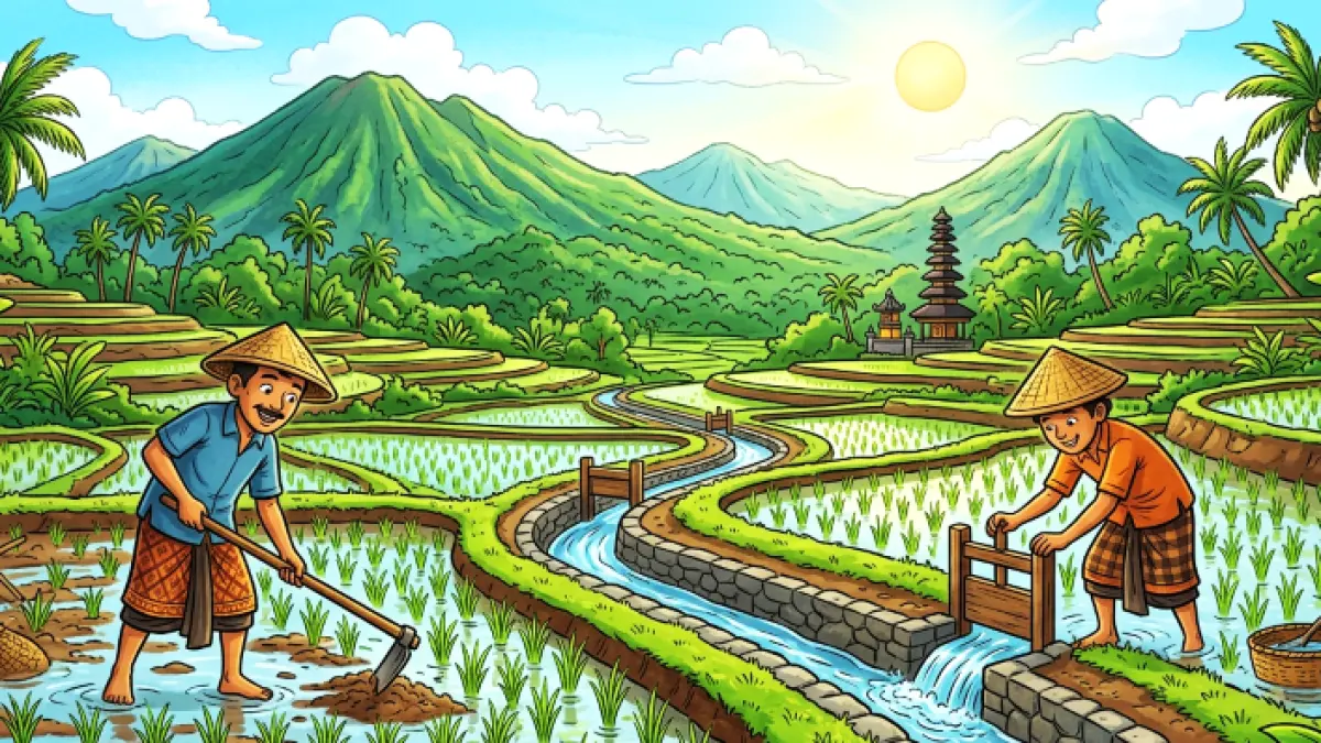 Ilustrasi aktivitas pertanian. (gambar digital gemini/radar bali)