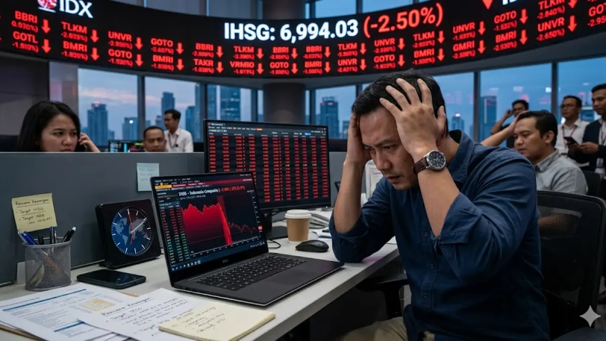 Ilustrasi - Pasar dilanda kepanikan imbas rencana windfall profit tax yang diwacanakan Menkeu Purbaya Yudhi Sadewa. 