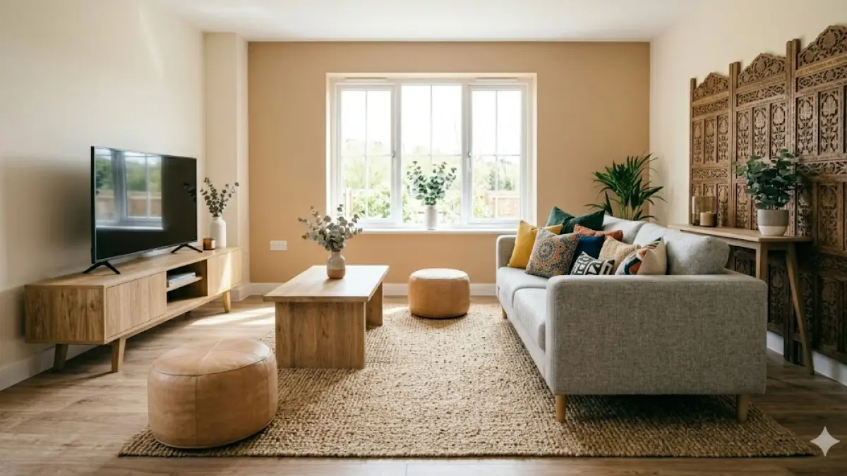 Menjauhkan furnitur beberapa sentimeter dari dinding menambahkan efek floating yang membuat terasa ruangan lebih luas. 