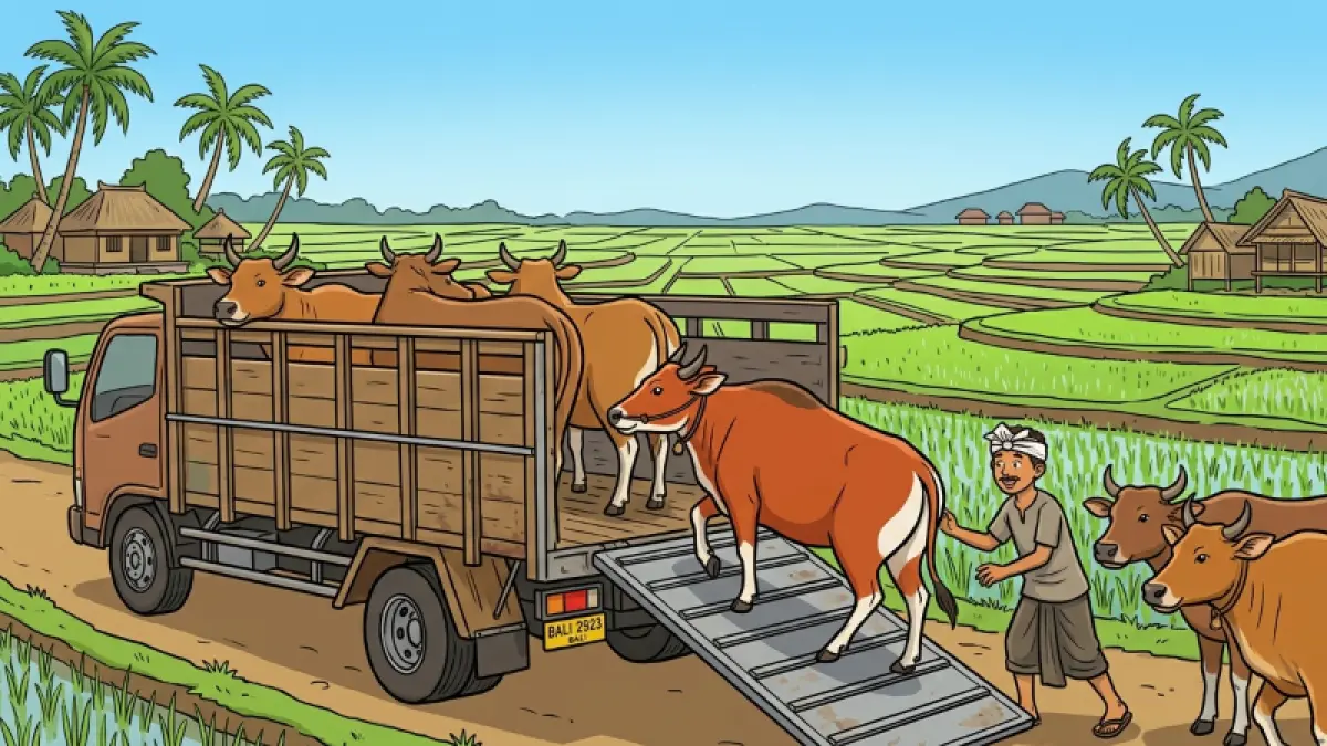 Ilustrasi sapi bali. (gambar digital gemini/radar bali)