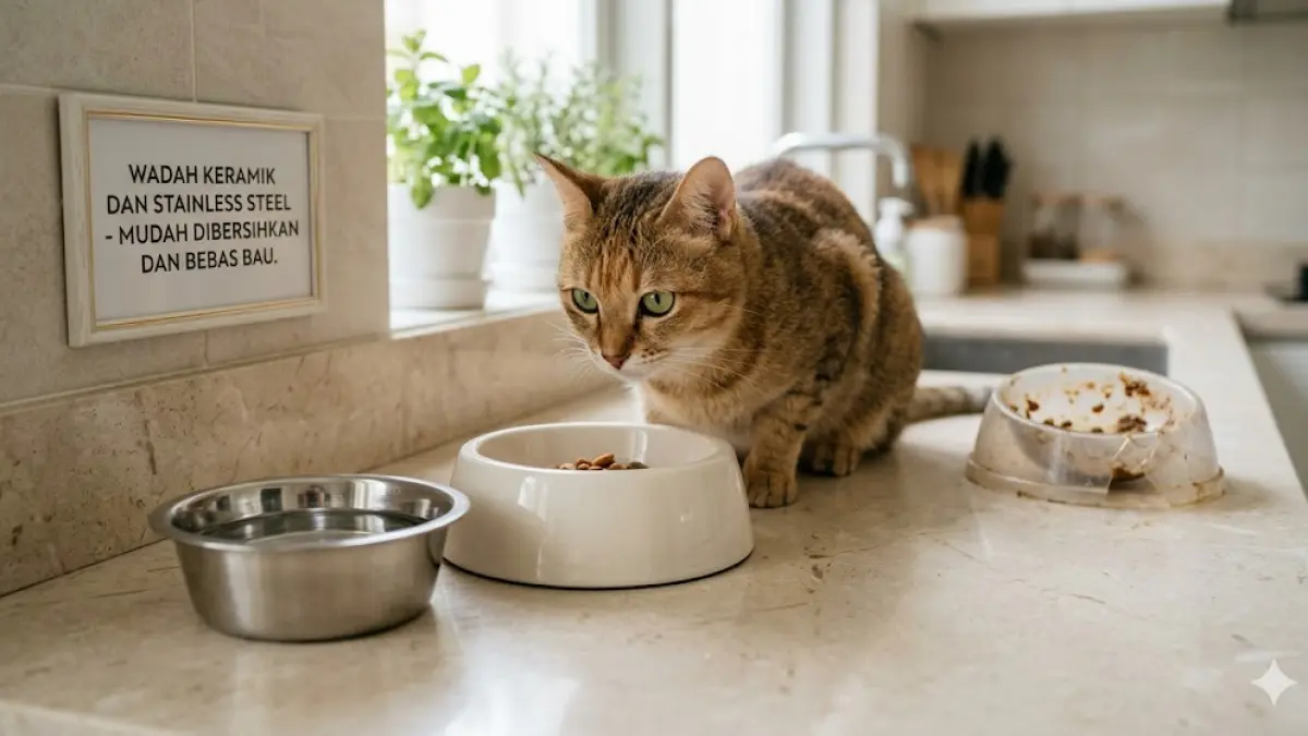 Kucing suka dengan kebersihan, wadah makanan yang kotor tidak menarik bagi kucing.