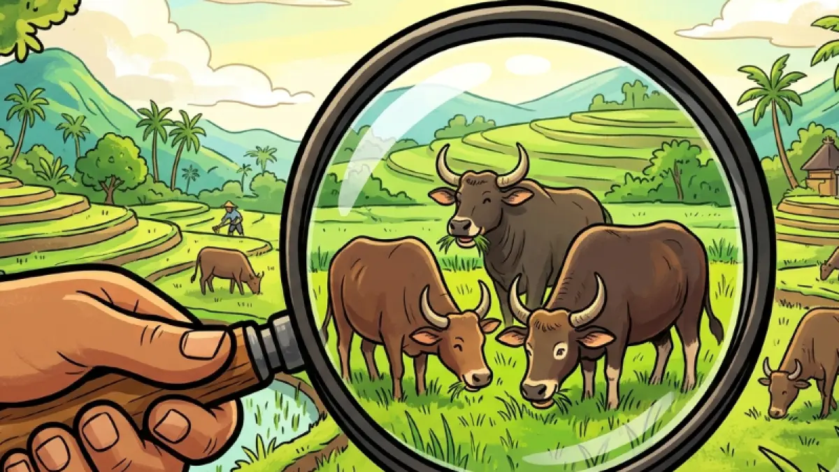 Ilustrasi sapi Bali. (gambar digital gemini/radar bali)