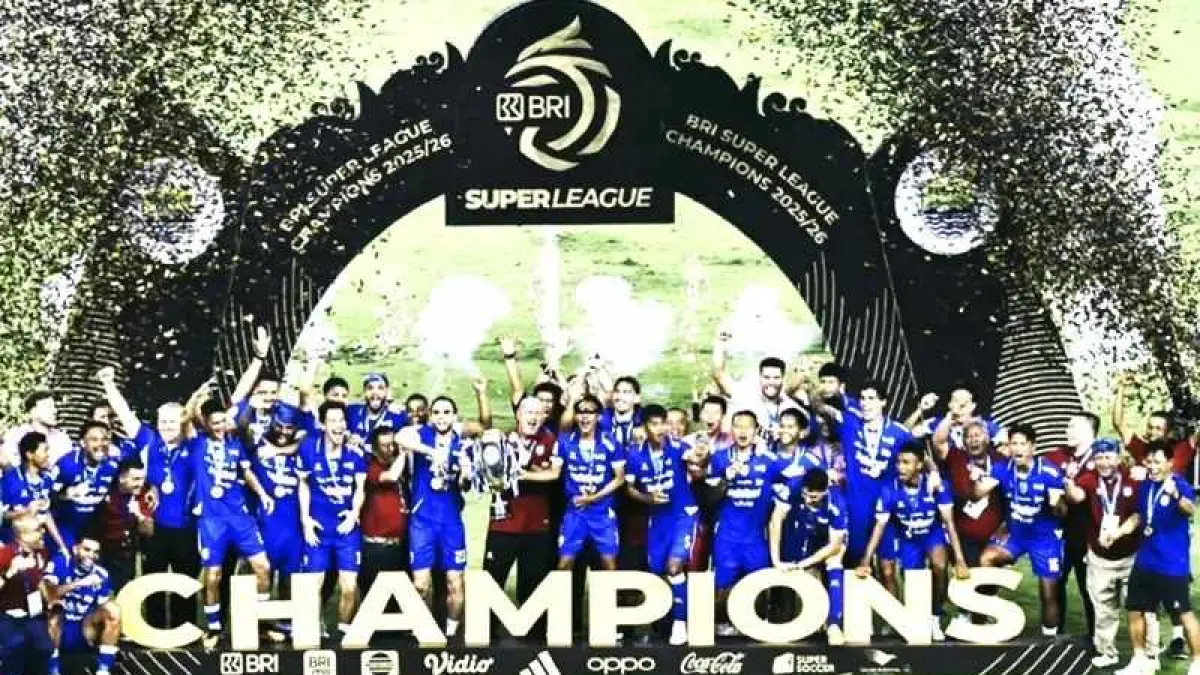 TIGA KALI BERUNTUN : Persib juara BRI Super League 2025/2026&nbsp; meskipun ditahan imbang Persijap Jepara tanpa gol, 0-0. (foto: IG Persib)
