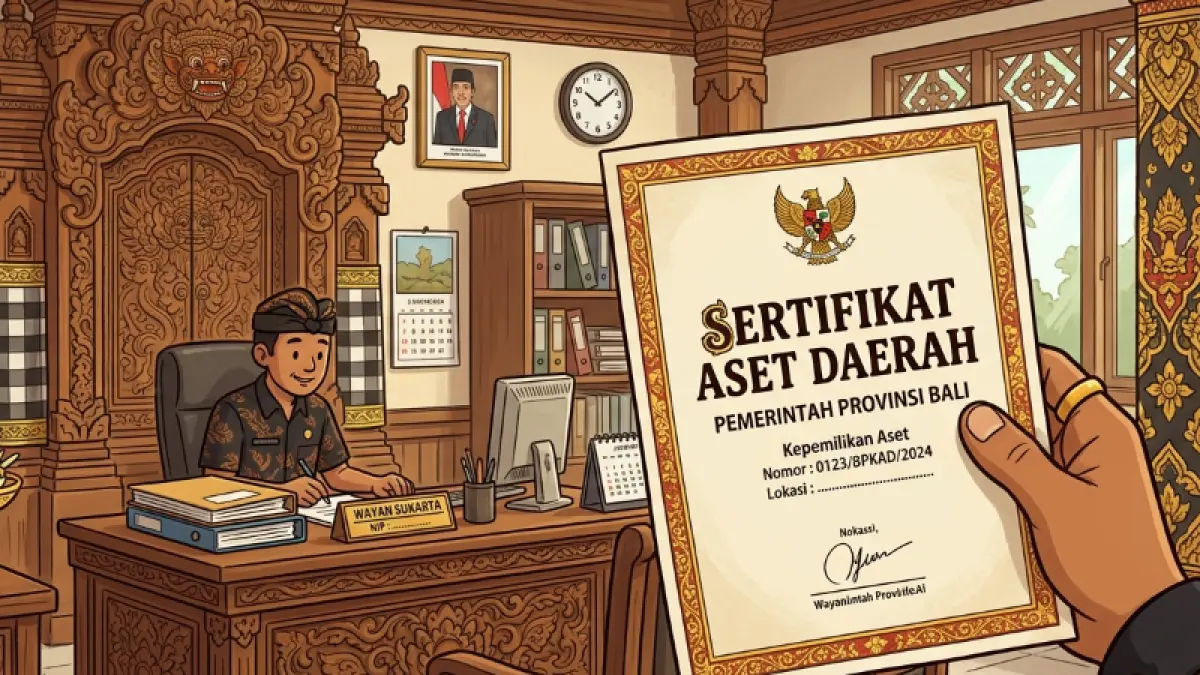 ilustrasi sertifikat aset daerah. (gambar digital gemini/radar bali)