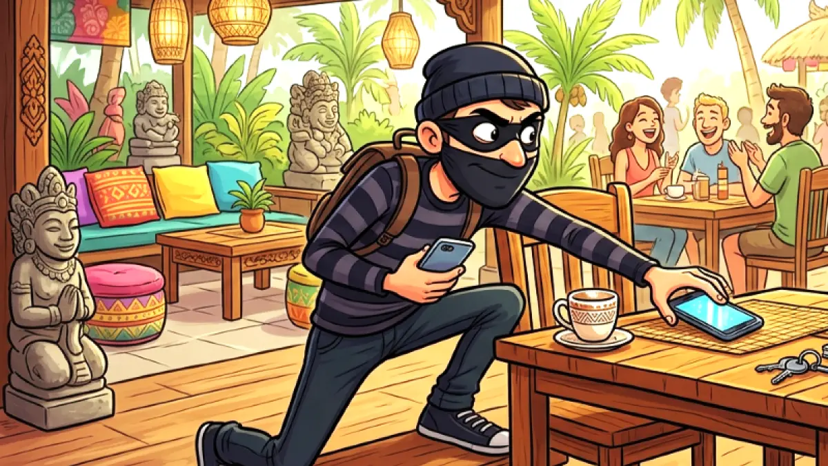 Ilustrasi pencurian ponsel. (gambar digital gemini/radar bali)
