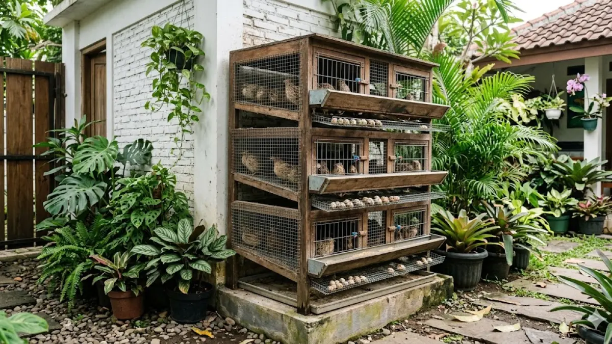 kandang baterai burung puyuh yang minim tempat dan minim perawatan. 