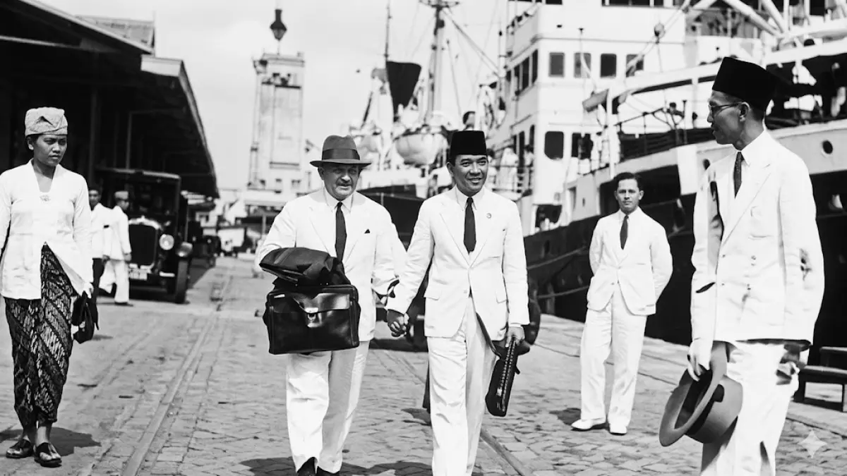 Soekarno ketika dibawa Belanda dari Surabaya ke Flores dengan kapal barang KM van Riebeeck pada 28 Desember 1933. Soekarno menghidupi keluarganya dengan mementaskan sandiwara keliling (tonil). Selama empat tahun di Ende, Soekarno membuat 12 naskah tonil.  