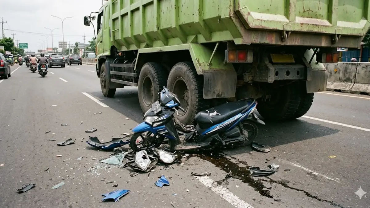 ilustrasi - sepeda motor terlindas truk