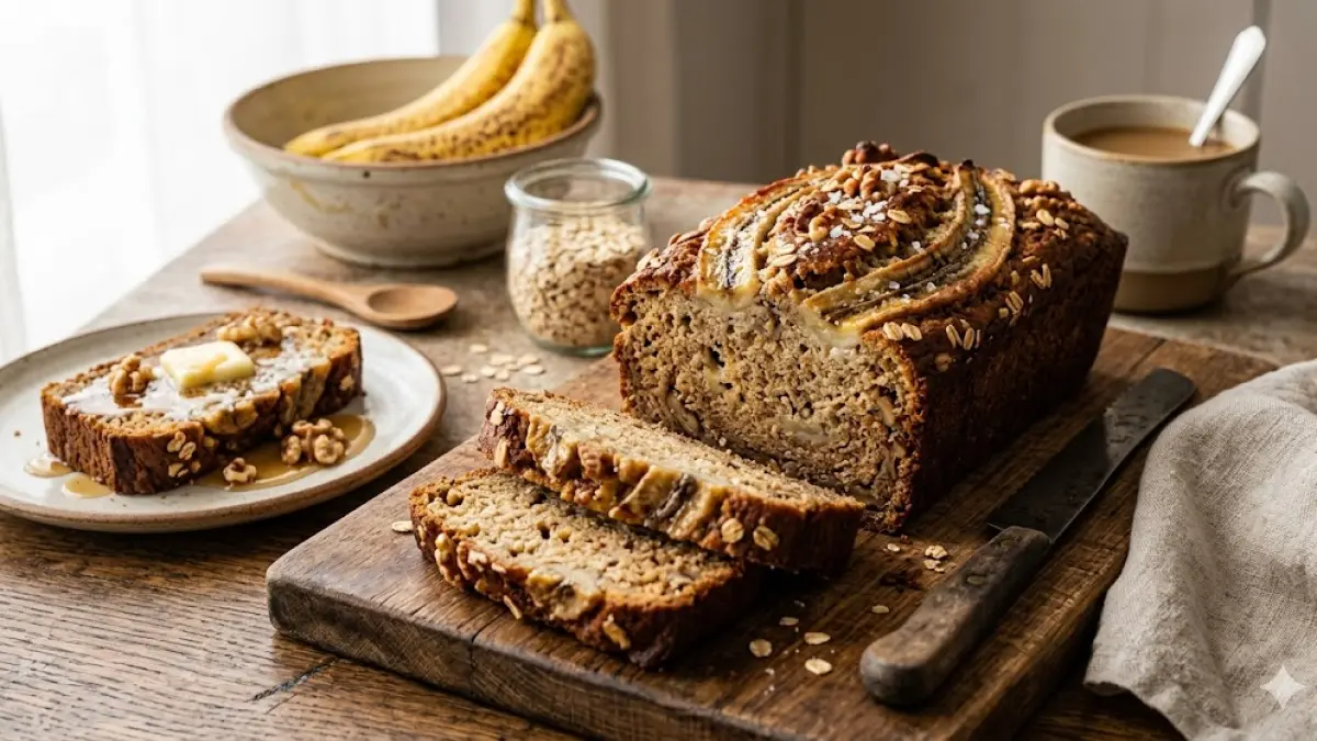 banana bread yang lembut dan manis alami tanpa gula