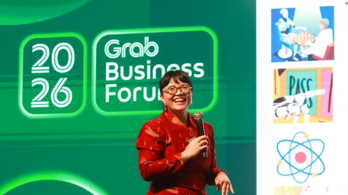 Stella Christie, Wakil Menteri Pendidikan Tinggi, Sains, dan Teknologi Republik Indonesia saat Grab Business Forum 2026 bertema “The Next Chapter: Scale Smarter, Execute Faster” di Jakarta (9/6).