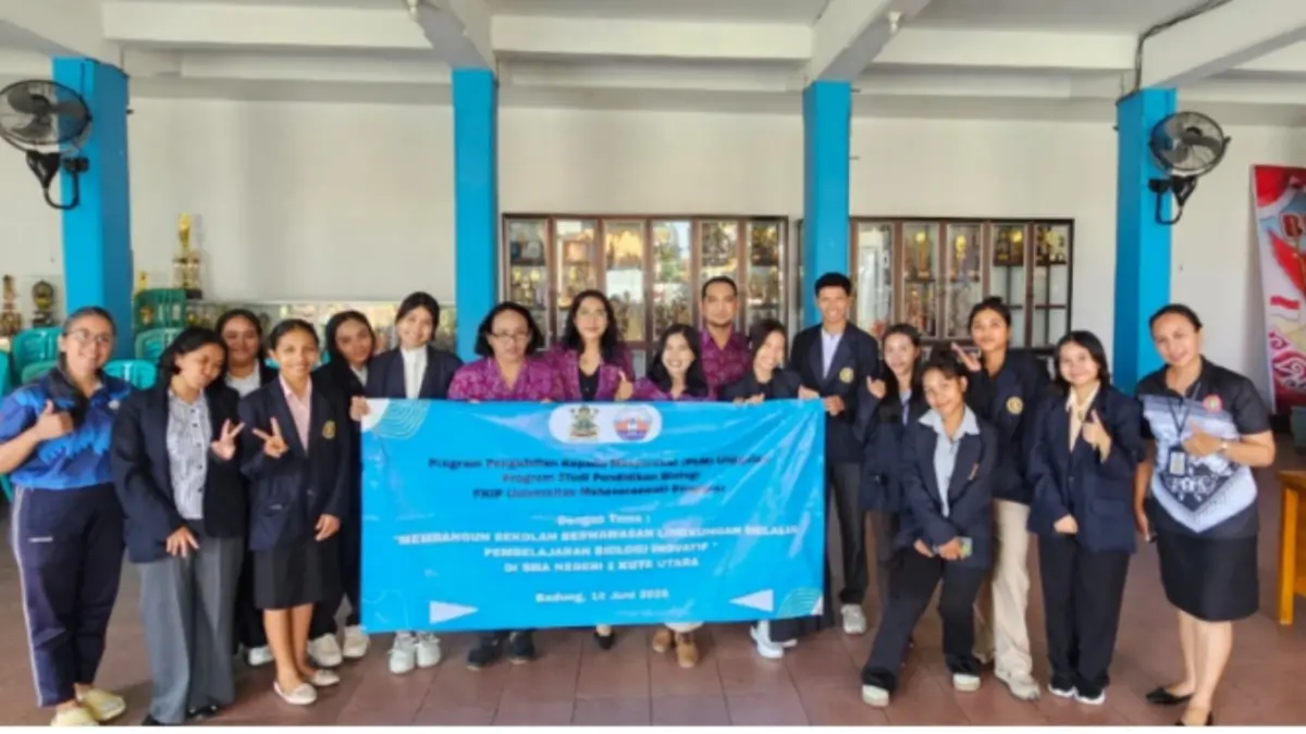 Tim Program Studi Pendidikan Biologi Fakultas Keguruan dan Ilmu Pendidikan (FKIP) Universitas Mahasaraswati Denpasar sukses menggelar kegiatan Pengabdian kepada Masyarakat (PkM) di SMA Negeri 1 Kuta Utara pada Rabu, 10 Juni 2026.