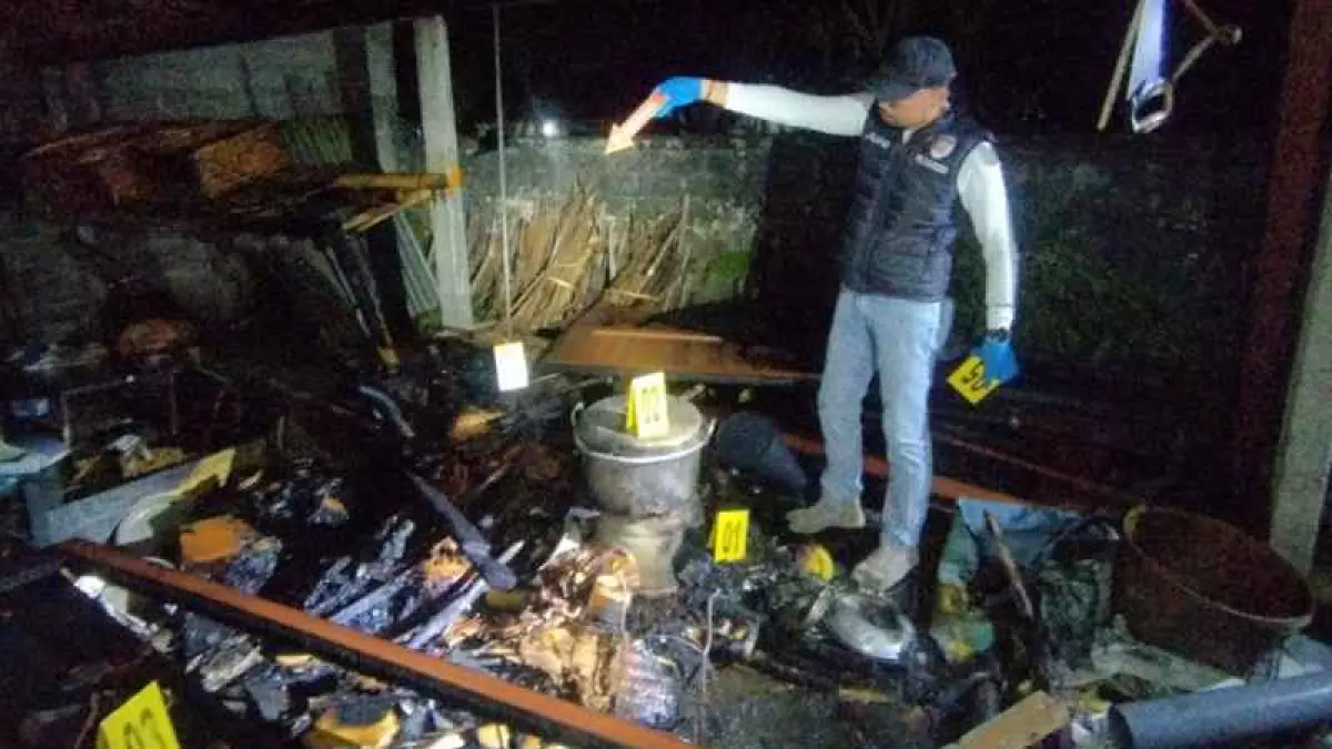 LUDES&nbsp; TERBAKAR&nbsp; : Dapur warga Desa Tembuku, Kecamatan Tembuku, Bangli. (Foto: Humas Polres Bangli)