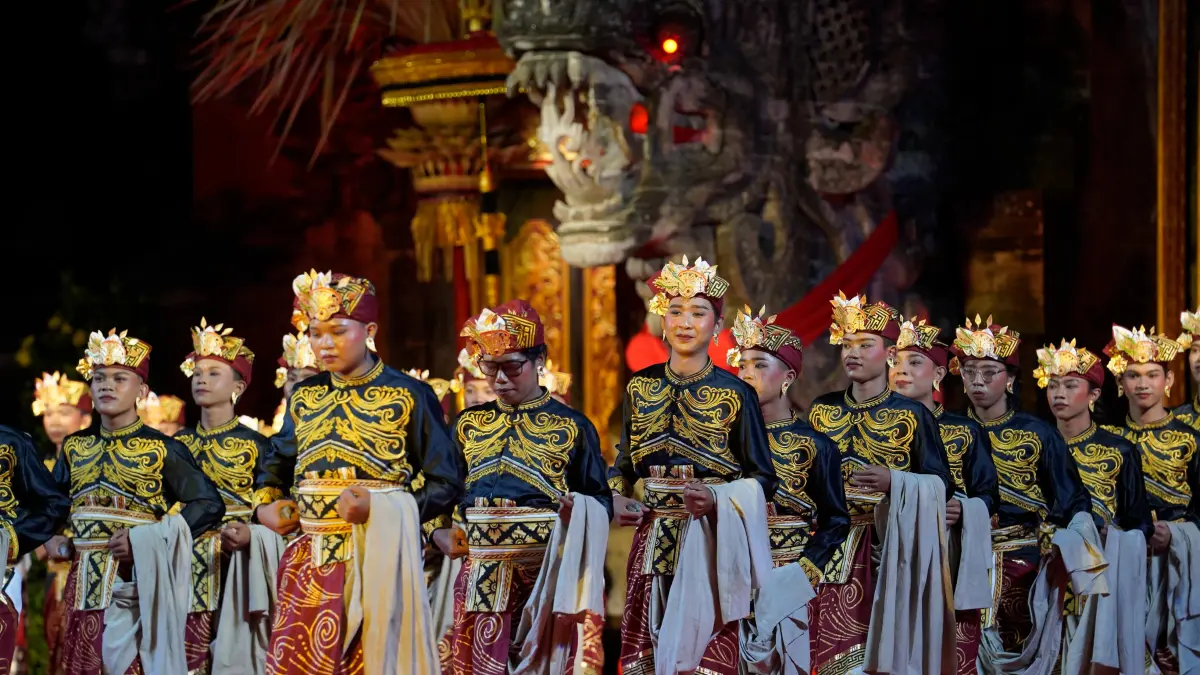 Sekaa Gong Kebyar Anak-Anak Candra Nirwana, Desa Pikat, Dawan, tampil di Tahun 2026 di panggung terbuka Arda Candra Taman Budaya Provinsi Bali, Denpasar, Minggu (14/6