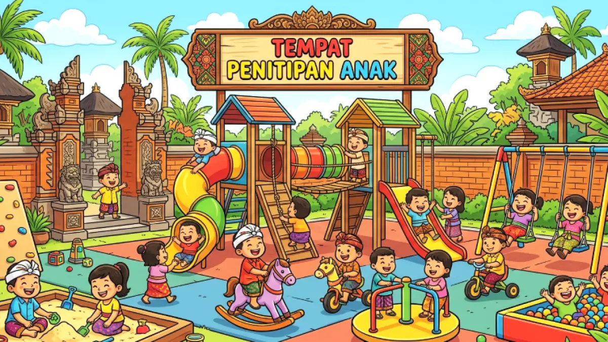ilustrasi taman penitipan anak. (gambar digital  gemini /radar bali)