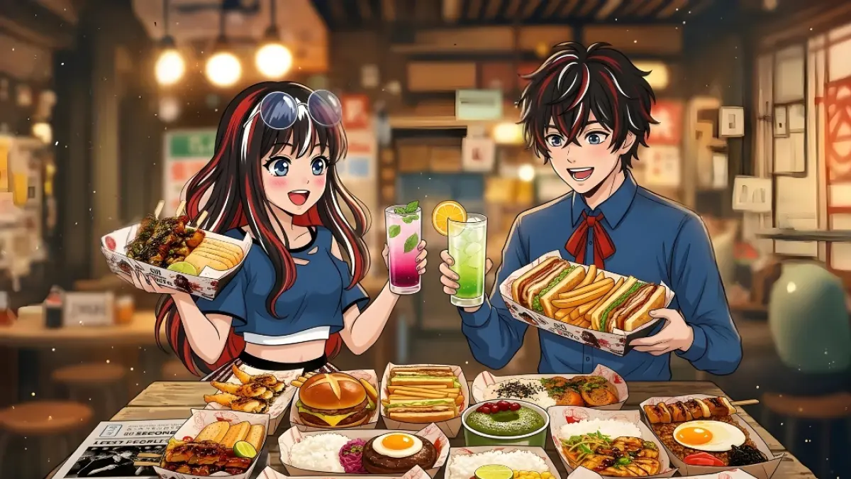 Ren dan Reina menikmati hidangan 60 Seconds to Tokyo.


