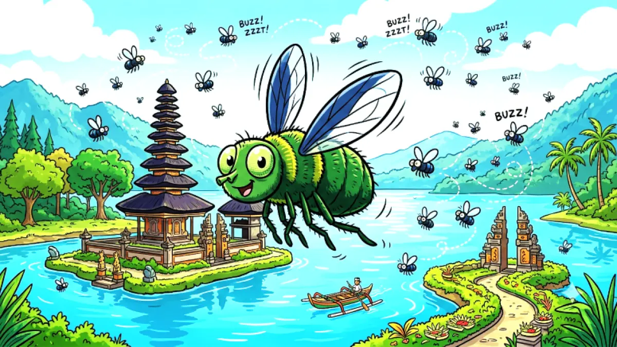 Ilustrasi lalat di Kintamani. (gambar digital gemini/radar bali)