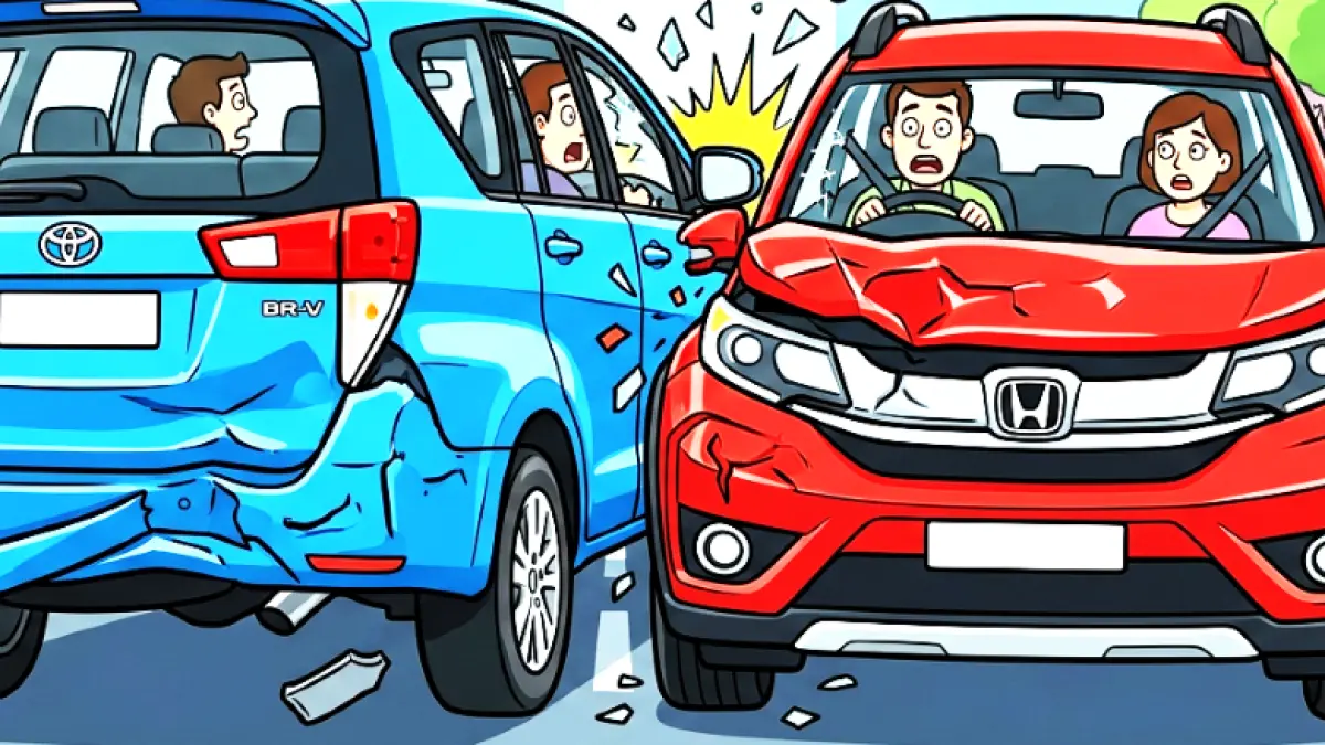 Ilustrasi serempetan mobil. (gambar digital gemini/radar bali)