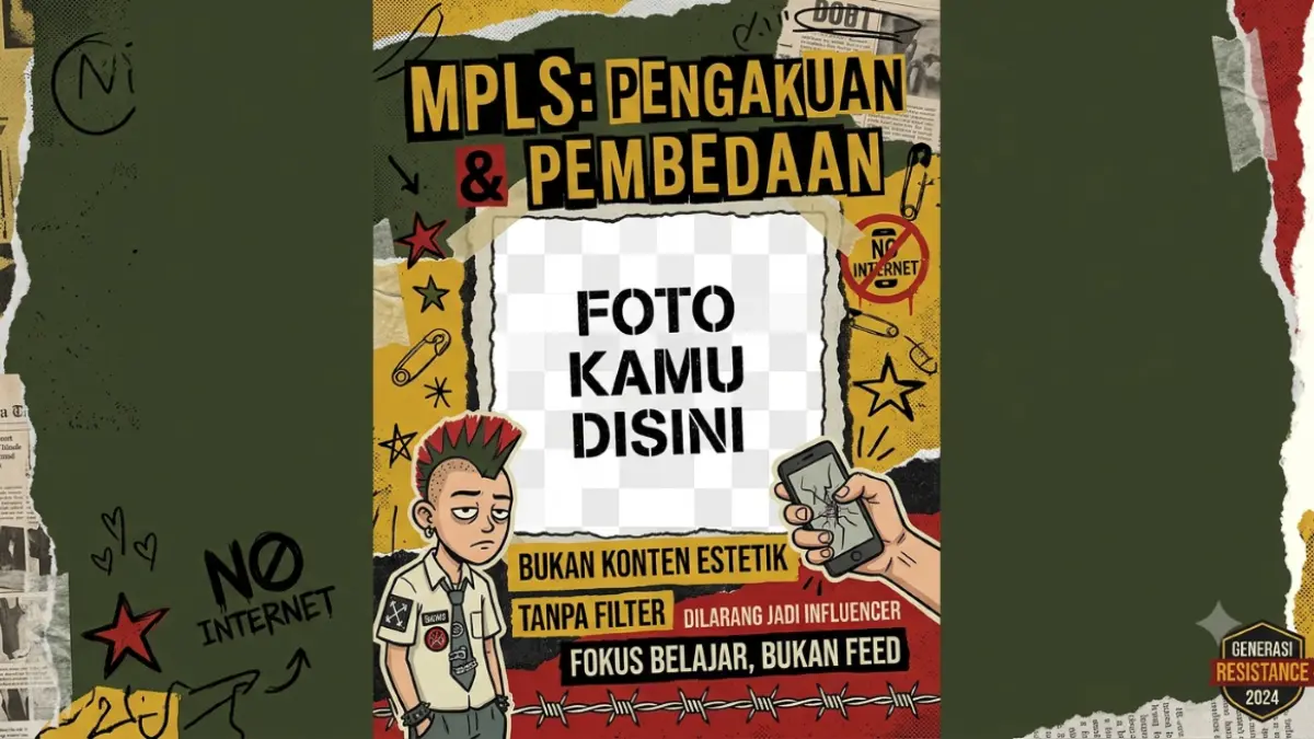 Ilustrasi Twibbon nyeleneh yang kurang ramah edukasi sempat viral di kota Denpasar. (gemini AI/radarbali.id)