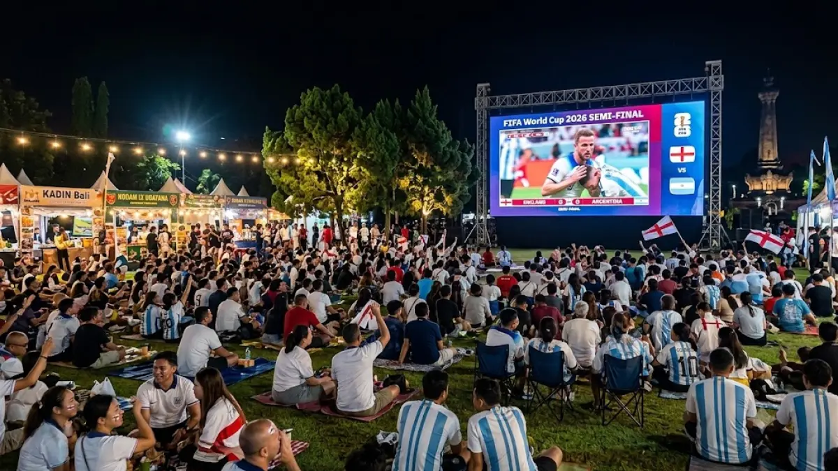 Ilustrasi - Nobar Piala Dunia di Lapangan Puputan Badung