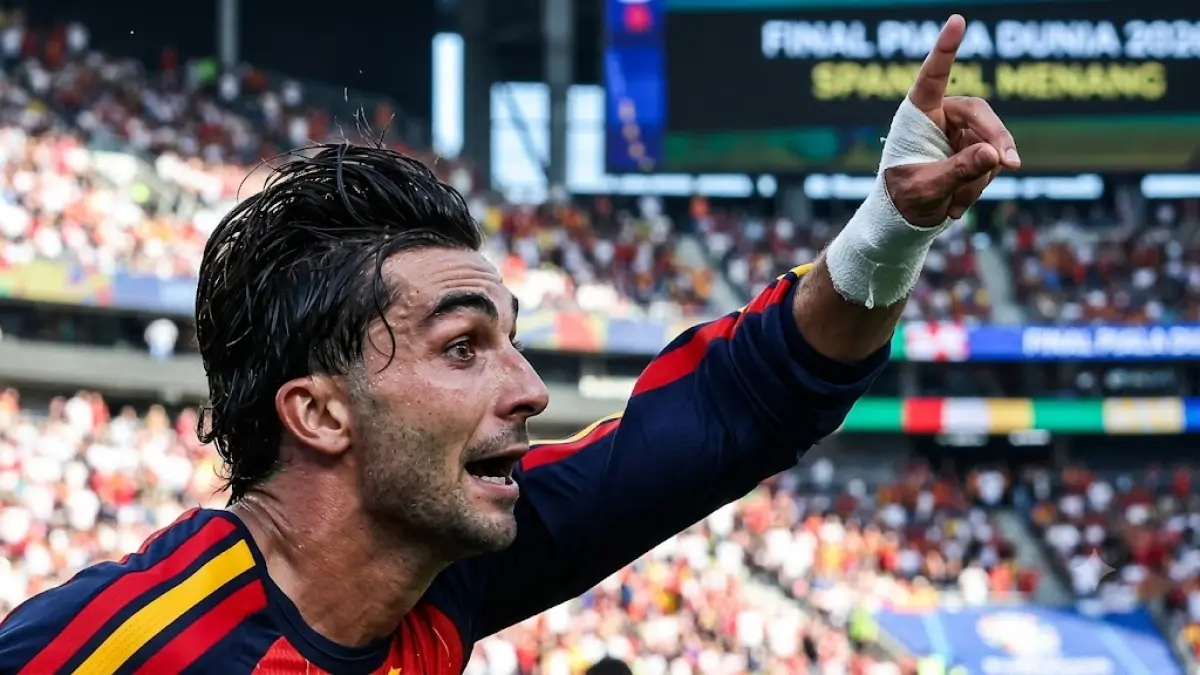 Ferran Torres saat mencetak gol tunggal Spanyol di Final Piala Dunia 2026. 