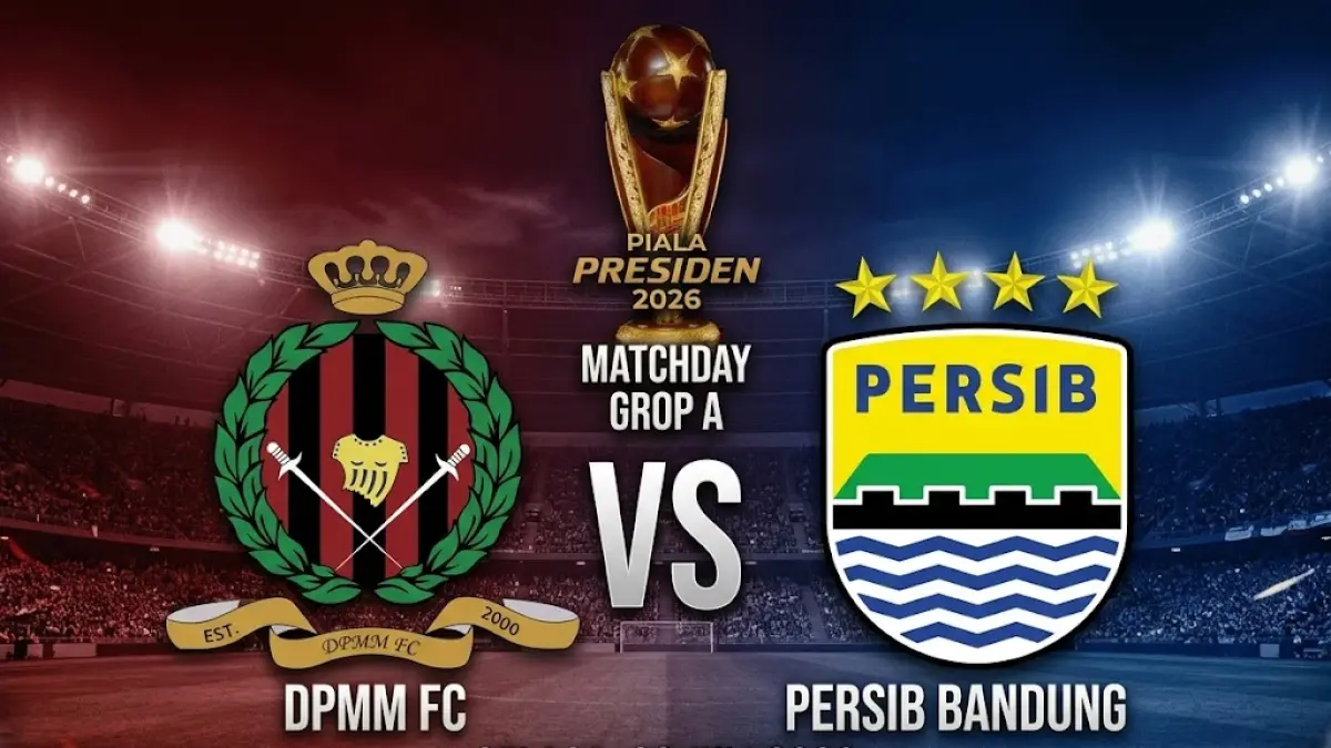 Poster pertandingan DPMM FC vs Persib Bandung di Piala Presiden 2026 pada Selasa 28 Juli 2026 pukul 19.30 WIB.