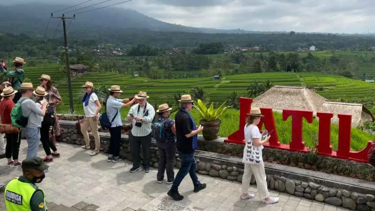 ilustrasi suasana objek wisata Jatiluwih, Tabanan, berawan. (Juliadi)