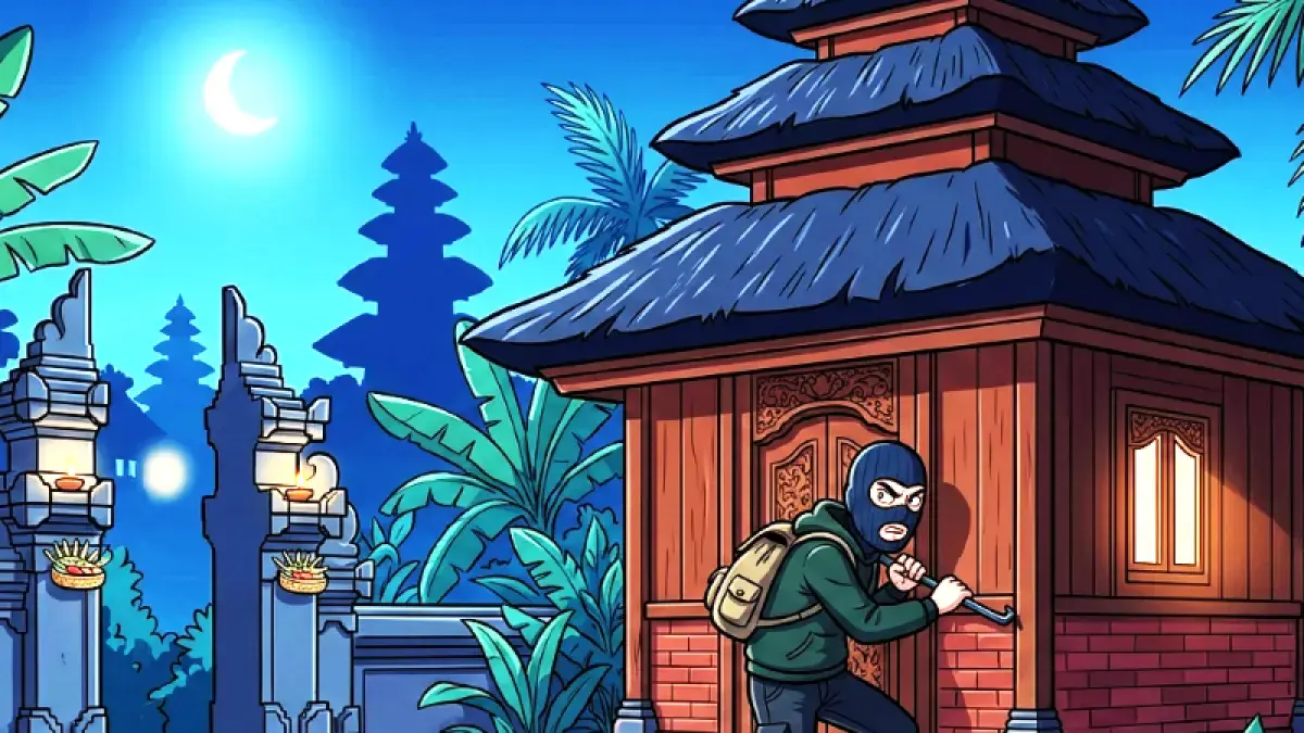 Ilustrasi maling beraksi. (gambar digital gemini/radar bali)