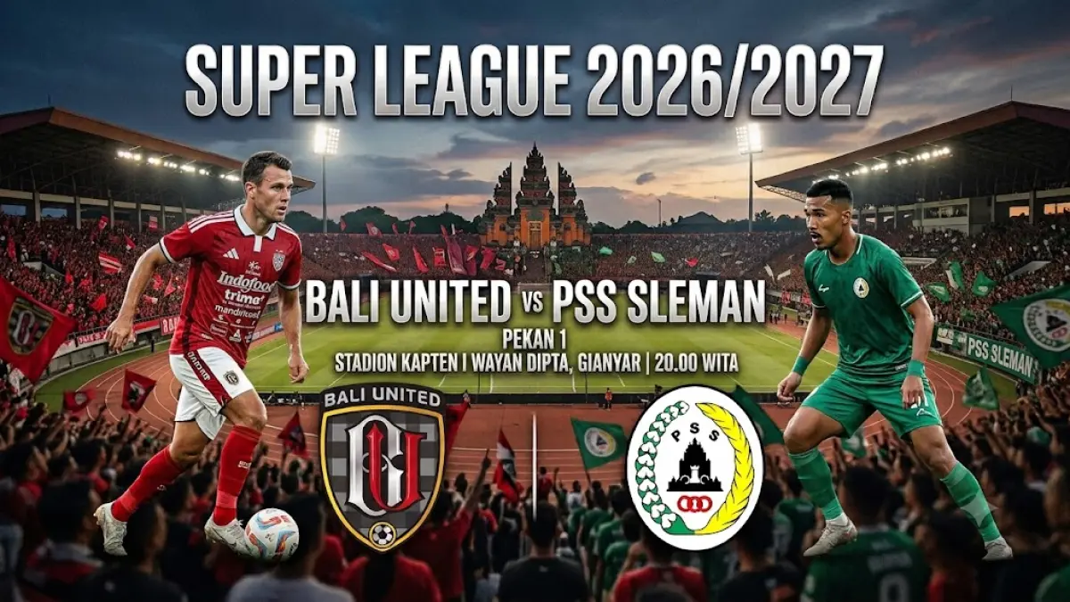 Bali United akan menggelar pertandingan kandang di pekan pertama Super League 2026 2027 dengan menjamu tim promosi PSS Sleman di Stadion Kapten I Wayan Dipta.