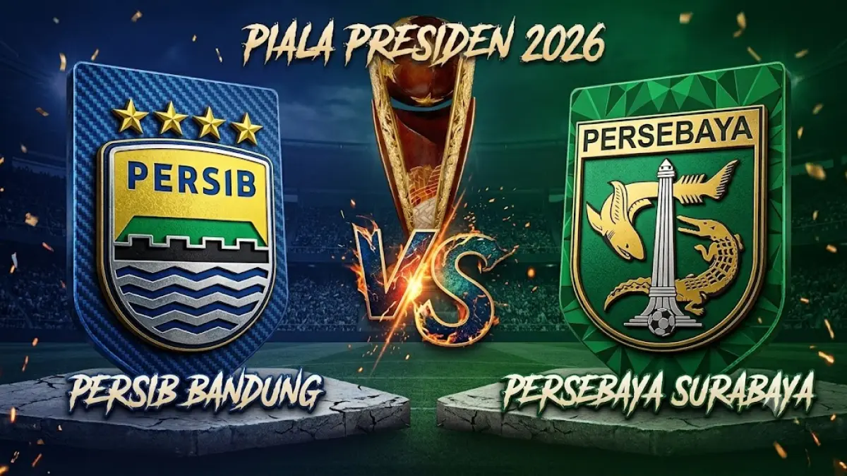 Final Piala Presiden 2026 mempertemukan Persib Bandung dan Persebaya Surabaya di Stadion Kapten I Wayan Dipta, Gianyar, Bali.