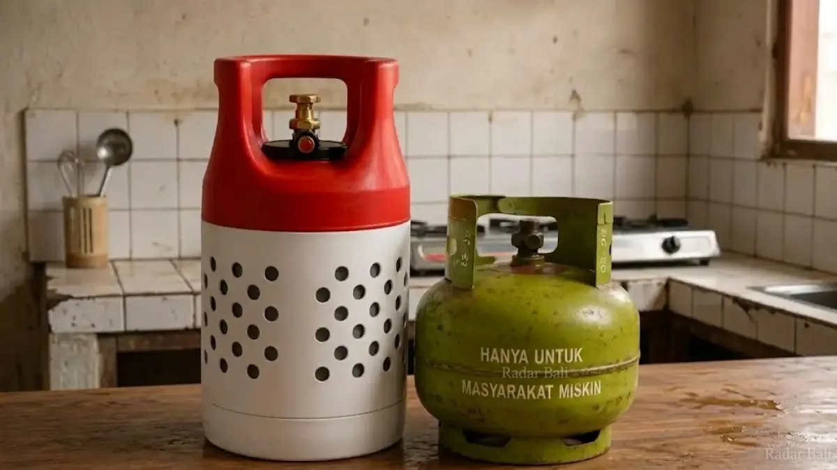 ilustrasi - Tabung CNG dan tabung LPG 3 Kg.