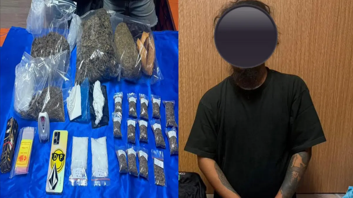 DICARI: Petugas Ditresnarkoba Polda Bali mengamankan barang bukti ganja dan sabu yang disita dari seorang pria di sebuah rumah kos kawasan Jimbaran, Badung. (IST/radarbali.id) 