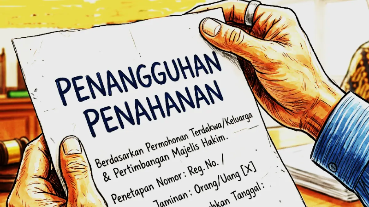 Ilustrasi penangguhan penahanan. (gambar digital gemini/radar bali)