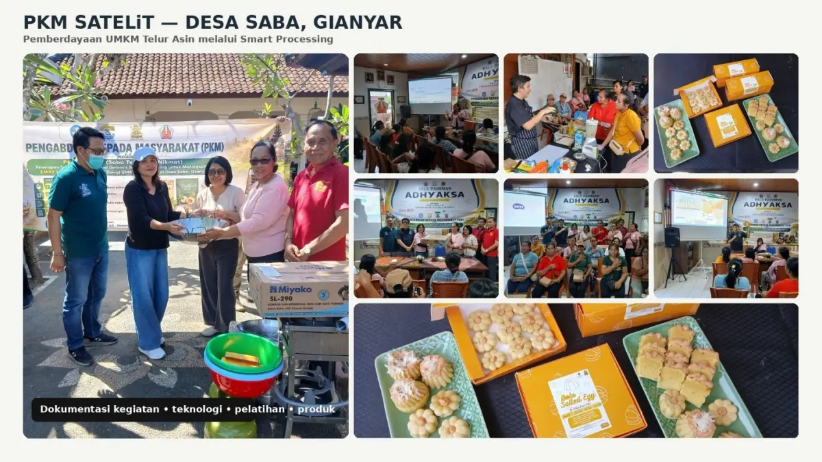 PKM SATELiT Dorong UMKM Telur Asin Desa Saba Naik Kelas dengan Teknologi Smart Processing dan Diversifikasi Produk Inovatif.