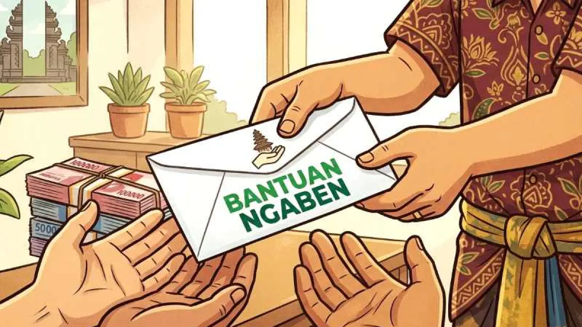 Ilustrasi dana bantuan sosial ngaben. (gambar digital gemini/radar bali)