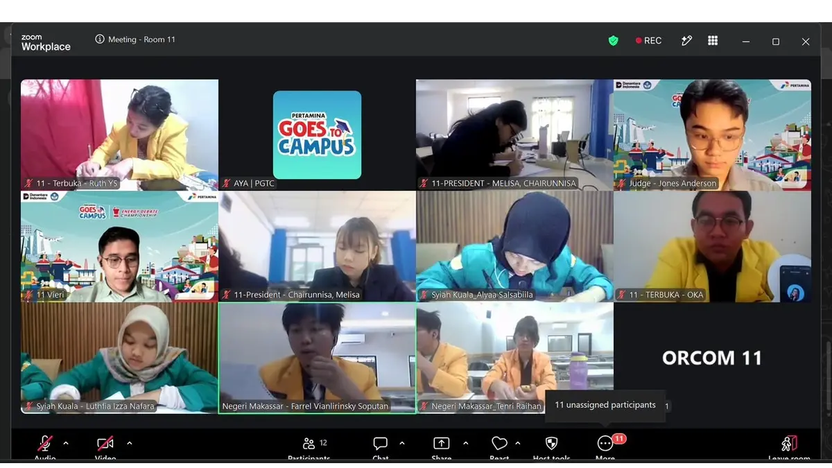 Suasana sesi debat online dari Energy Debate Championship (EDC) pada PGTC 2026. 116 tim beradu gagasan untuk memperebutkan posisi 16 besar yang akan bertarung di babak final nasional