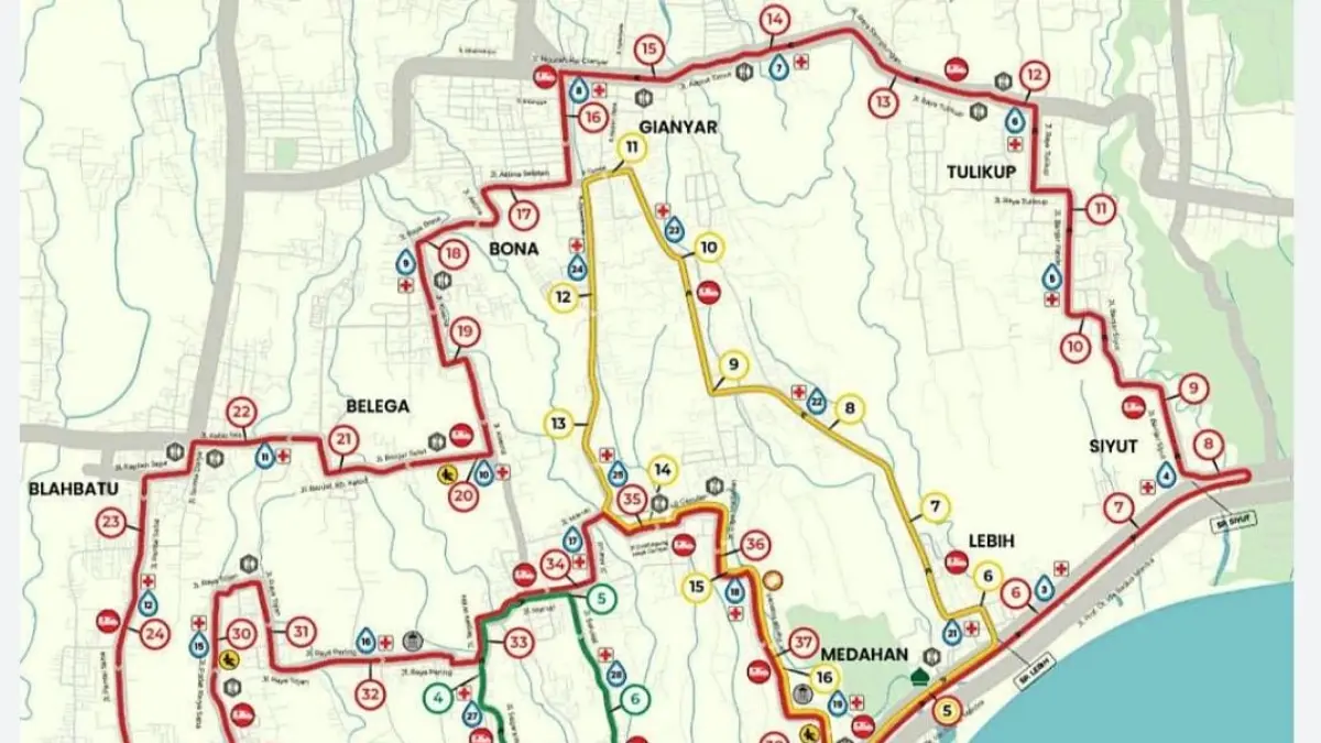 Rute Maybank Marathon 2026 untuk kategori full marathon, half marathon, dan 10 K.