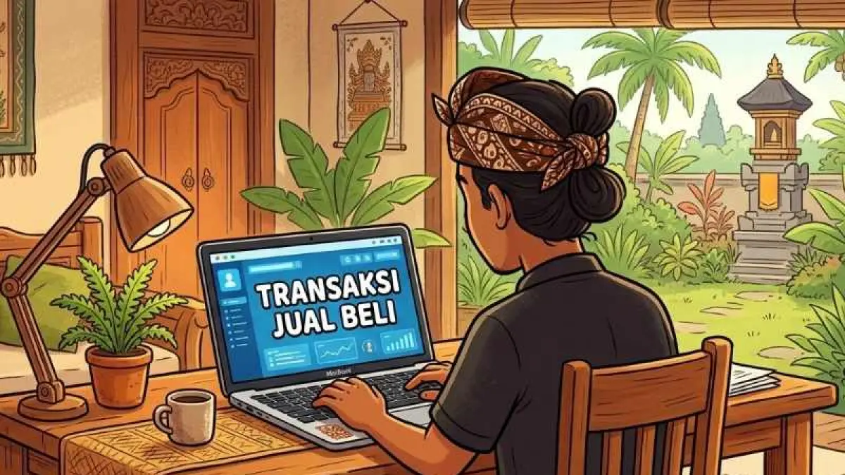 Ilustrasi transaksi jual beli. (gambar digital gemini/radar bali)