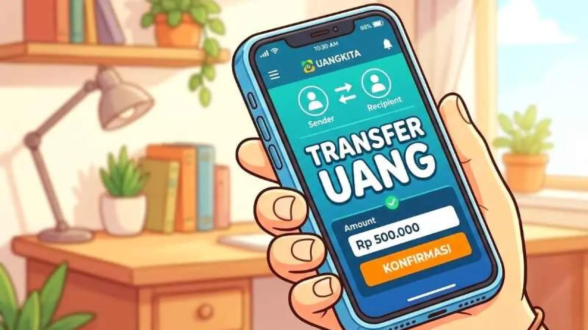 Ilustrasi transfer uang via ponsel. (gambar gemini/radar bali)