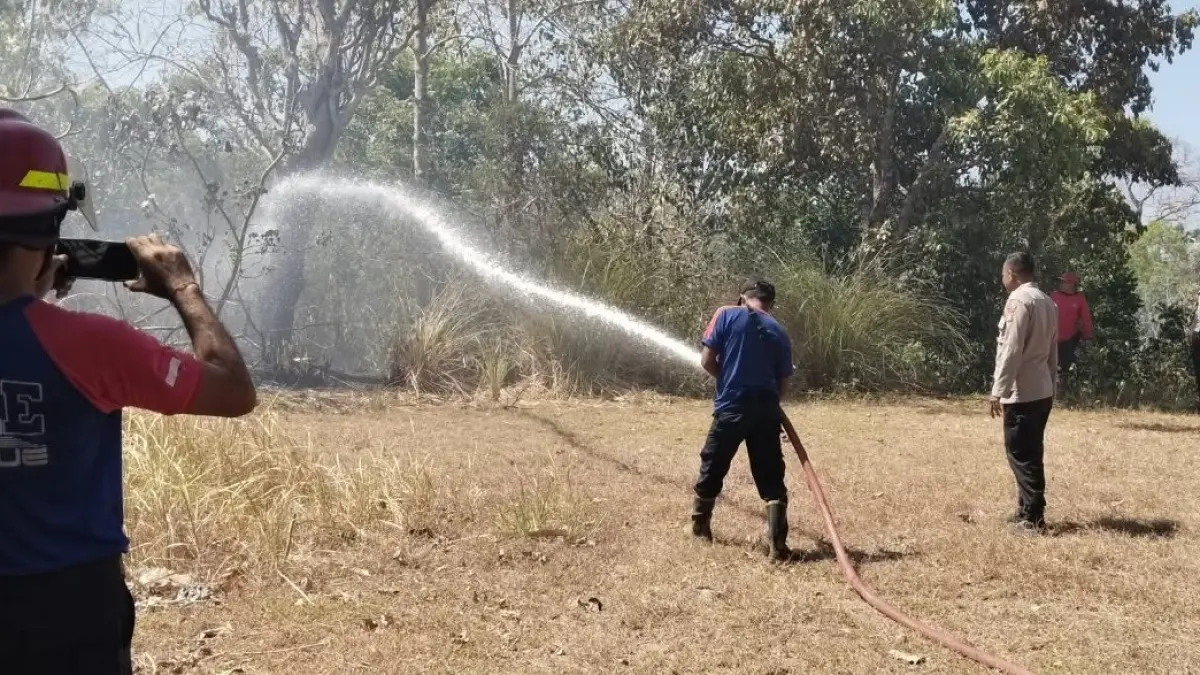 TERUS TERBAKAR : Kebakaran lahan di Banjar Dinas Seloni, Desa Culik, Kecamatan Abang, Karangasem. (ist)