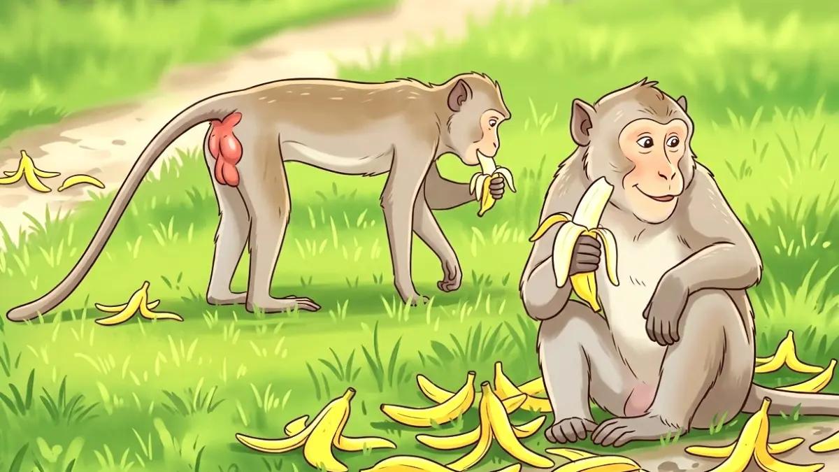 Ilustrasi monyet ekor Panjang (gambar digital gemini/radar bali)