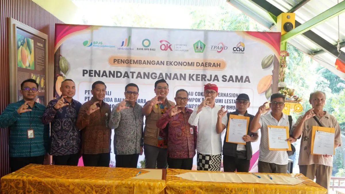 Penandatanganan Kerja Sama (PKS) antara OJK, Bank BPD Bali, PT Jamkrida Bali Mandara, BPJS Ketenagakerjaan, PT Cau Cokelat Internasional  Pada Kamis (17/09/2026)
