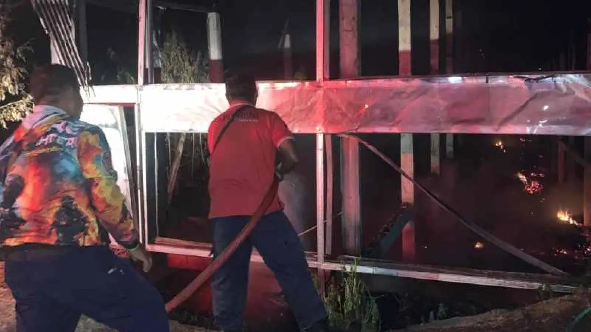 HANGUS TERPANGGANG: Kandang ayam pedaging di Banjar Dinas Tibudalem, Desa Pujungan, Kecamatan Pupuan, Tabanan, yang hangus terbakar.(foto: ist)